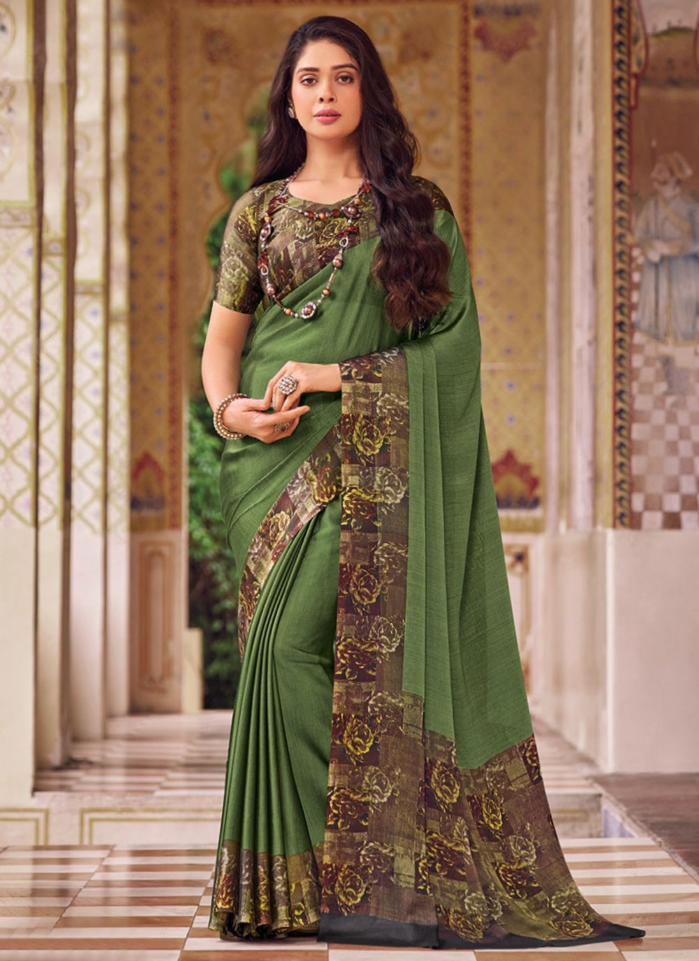 Classic Printed Chiffon Saree - S9058