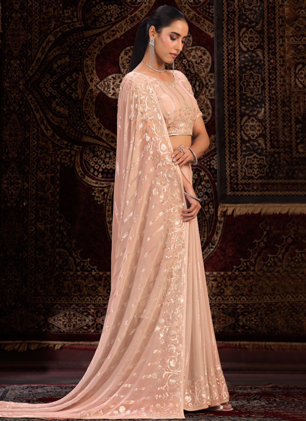 Classic Mirror Georgette Saree - S6287