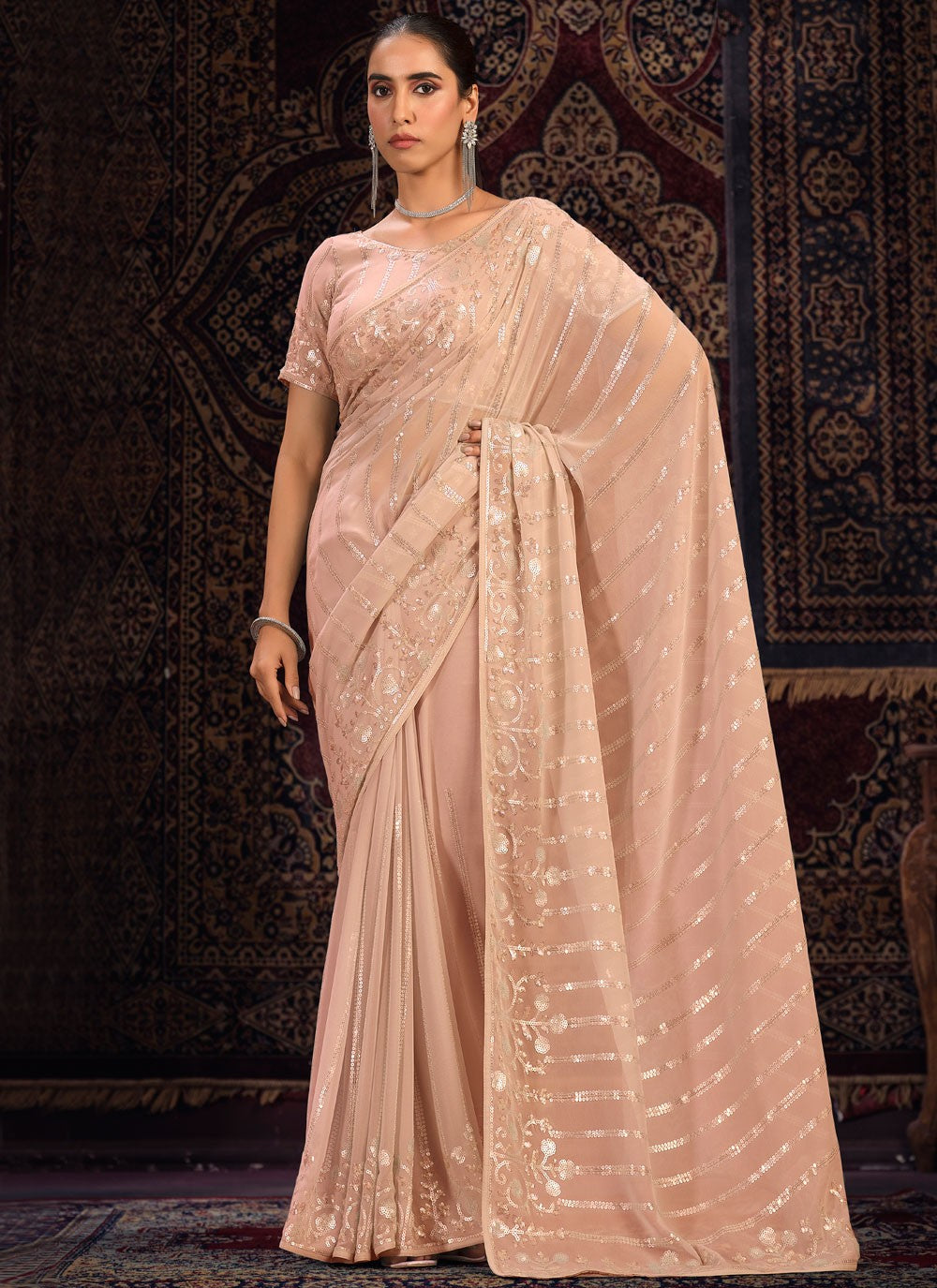 Classic Mirror Georgette Saree - S6287