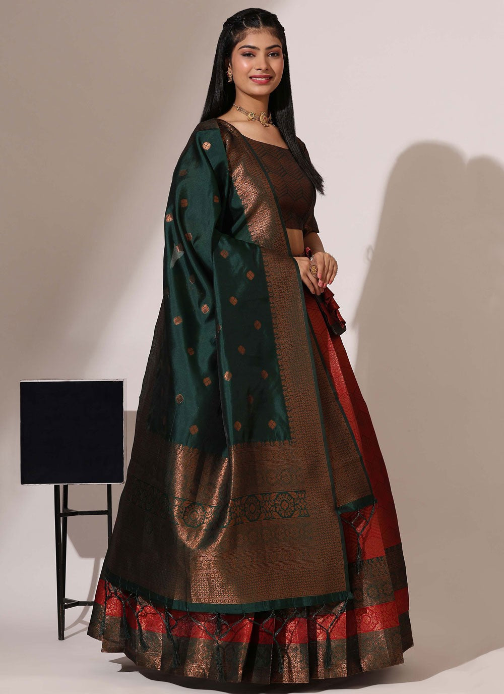 Woven Silk A - Line Lehenga - L2568