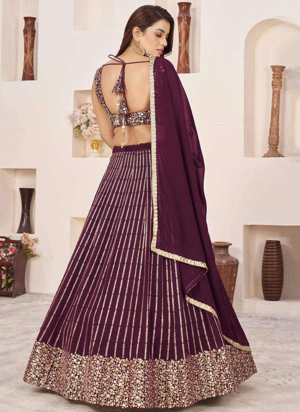 Embroidered Georgette A - Line Lehenga - L2357