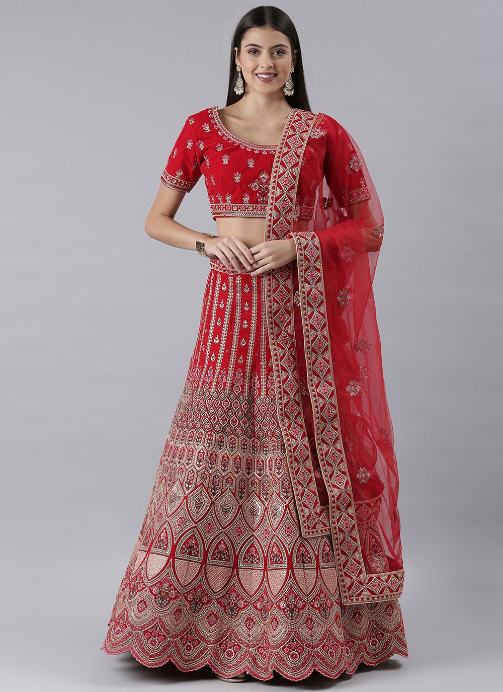 Embroidered Silk A - Line Lehenga - L0709