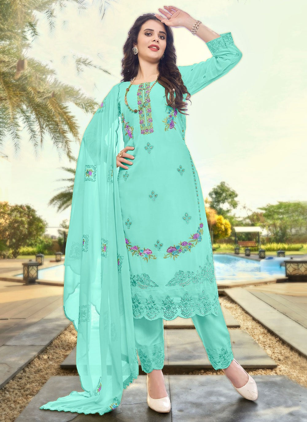 Faux Georgette Salwar Suit - T2026