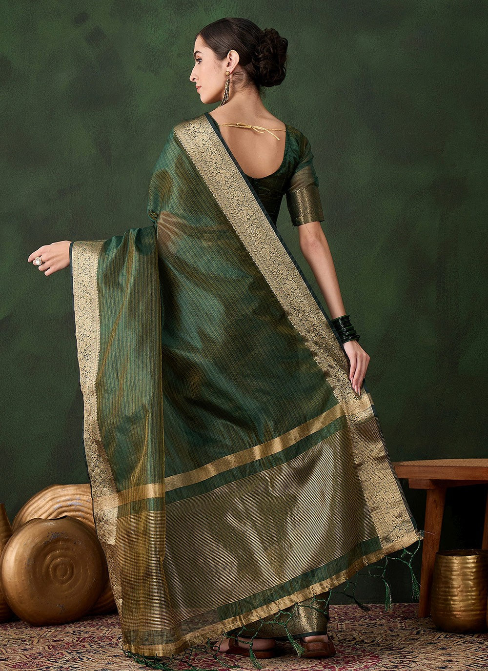 Trendy Jacquard Work Khadi, Organza Saree - S10491