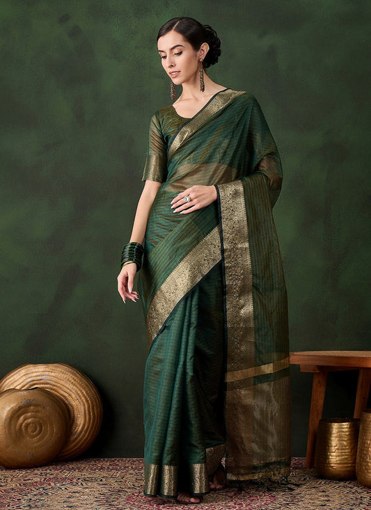 Trendy Jacquard Work Khadi, Organza Saree - S10491