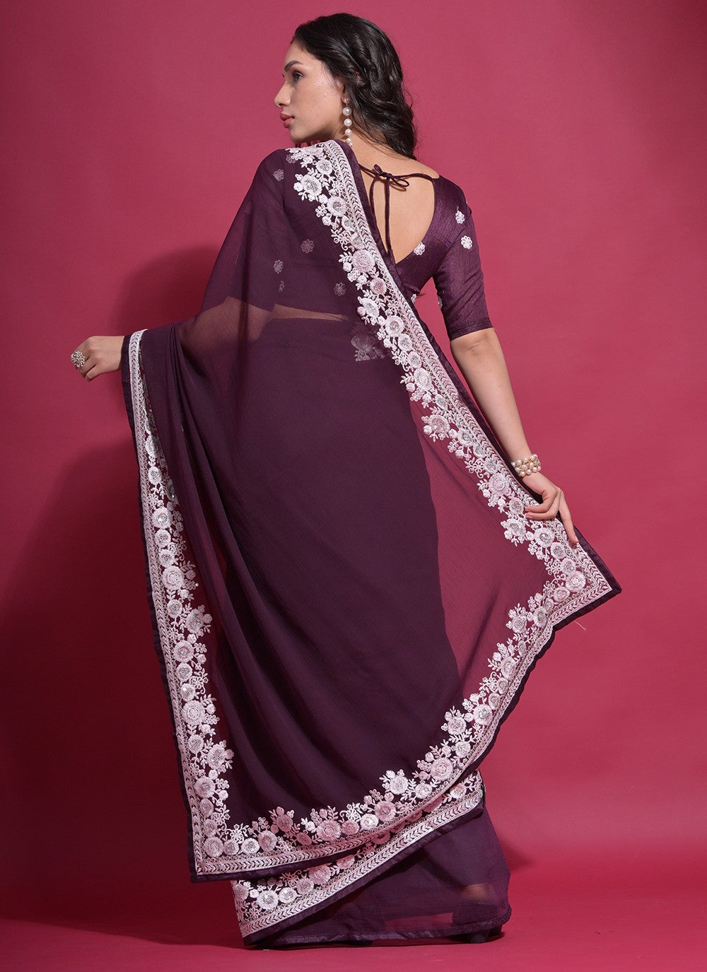 Trendy Embroidered Georgette Saree - S5193