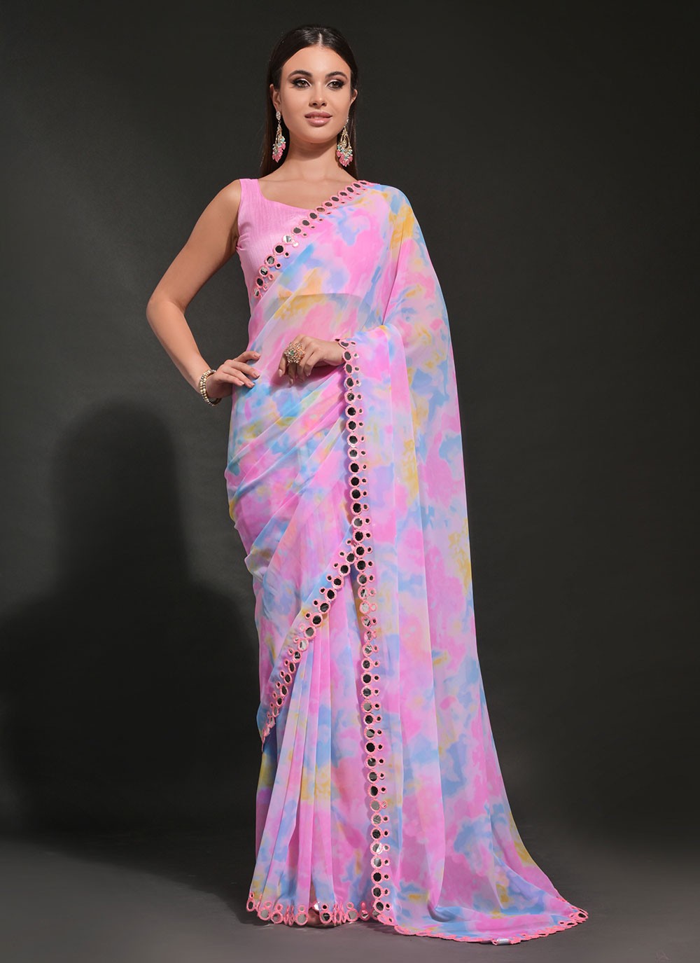 Classic Mirror Georgette Saree - S6729