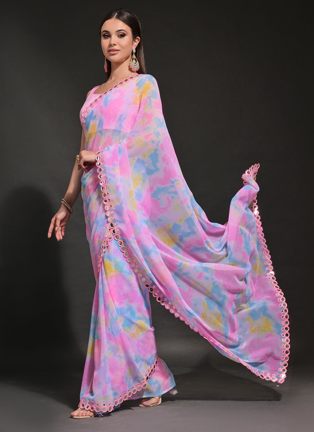 Classic Mirror Georgette Saree - S6729