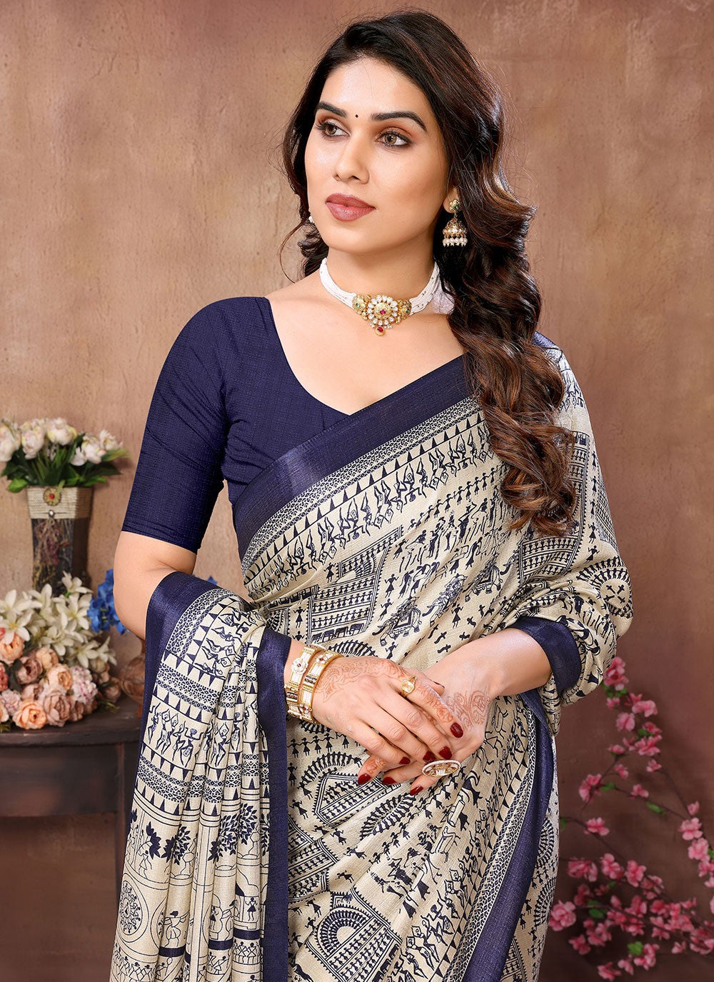 Classic Stones Chiffon Satin Saree - S5886