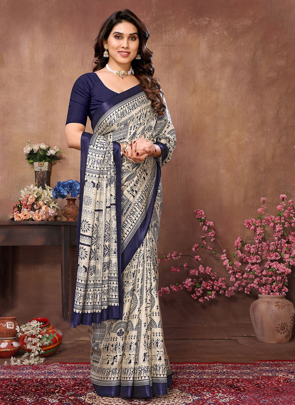 Classic Stones Chiffon Satin Saree - S5886