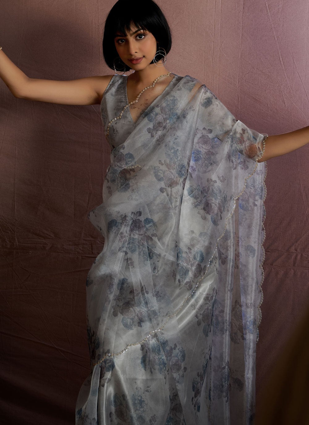 Classic Border Work Organza Saree - S10535