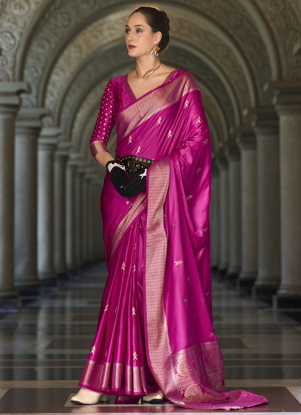 Classic Weaving Zari Satin Silk Saree - S9129