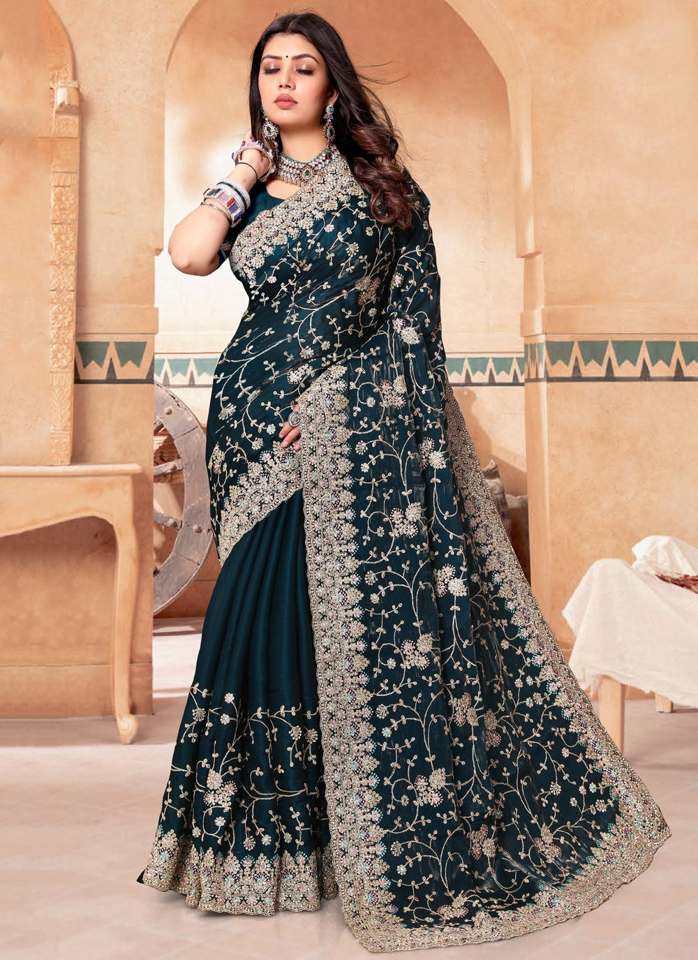 Trendy Cord Crepe Silk Saree - S5390