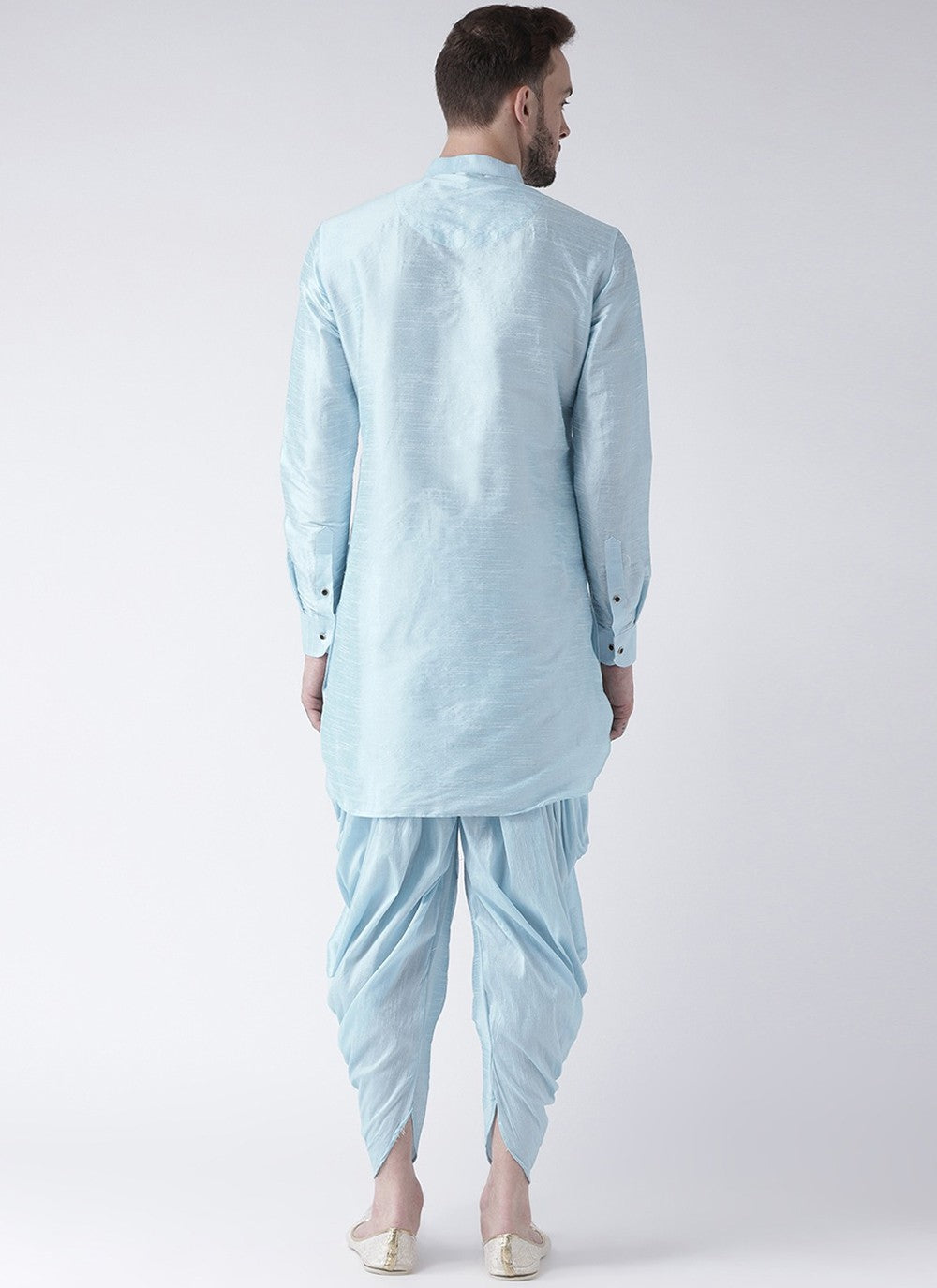 Plain Art Dupion Silk Turquoise Dhoti Kurta - M2474