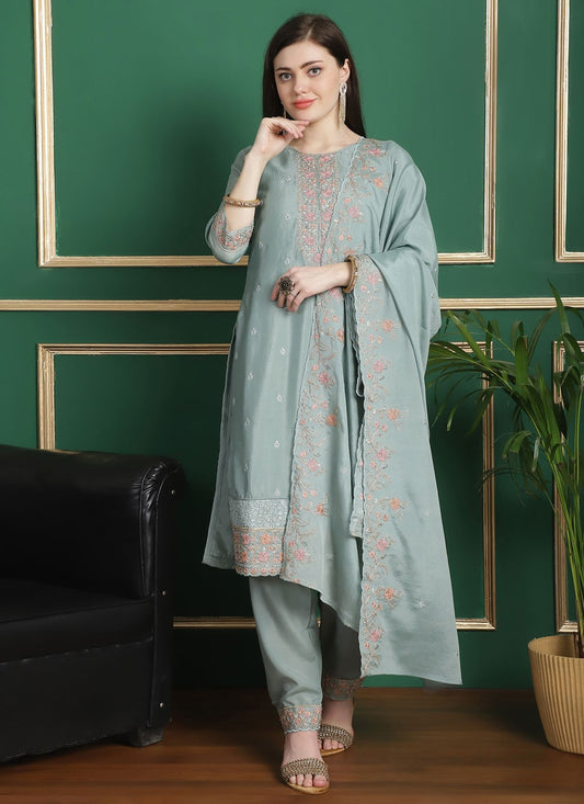 Chiffon, Chinon Salwar Suit - T2379