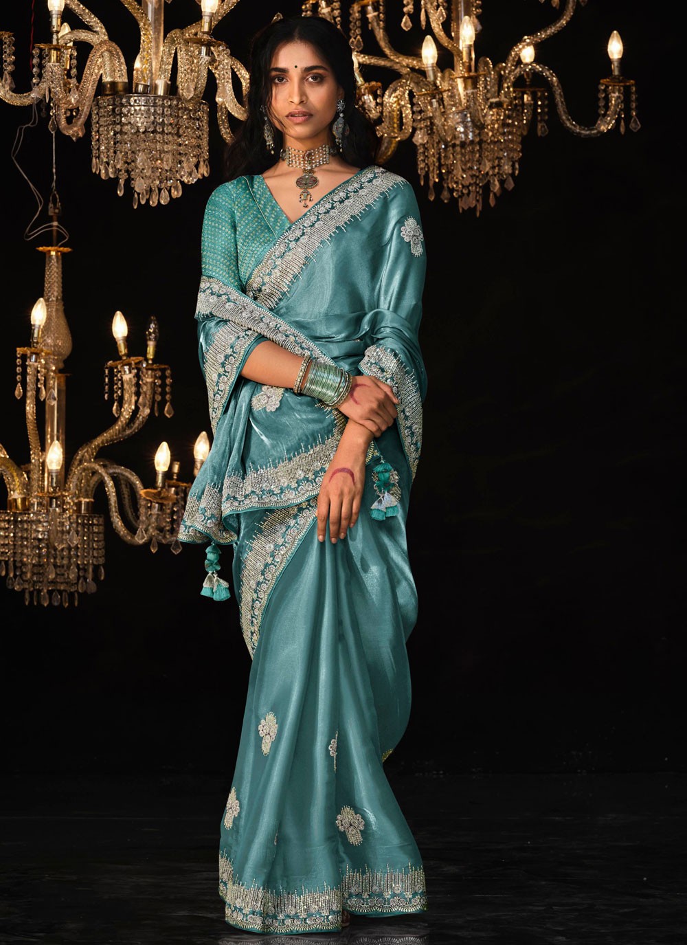 Classic Border Work Tussar Silk Saree - S6618