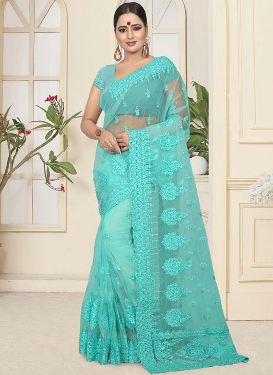 Classic Embroidered Net Saree - S0110