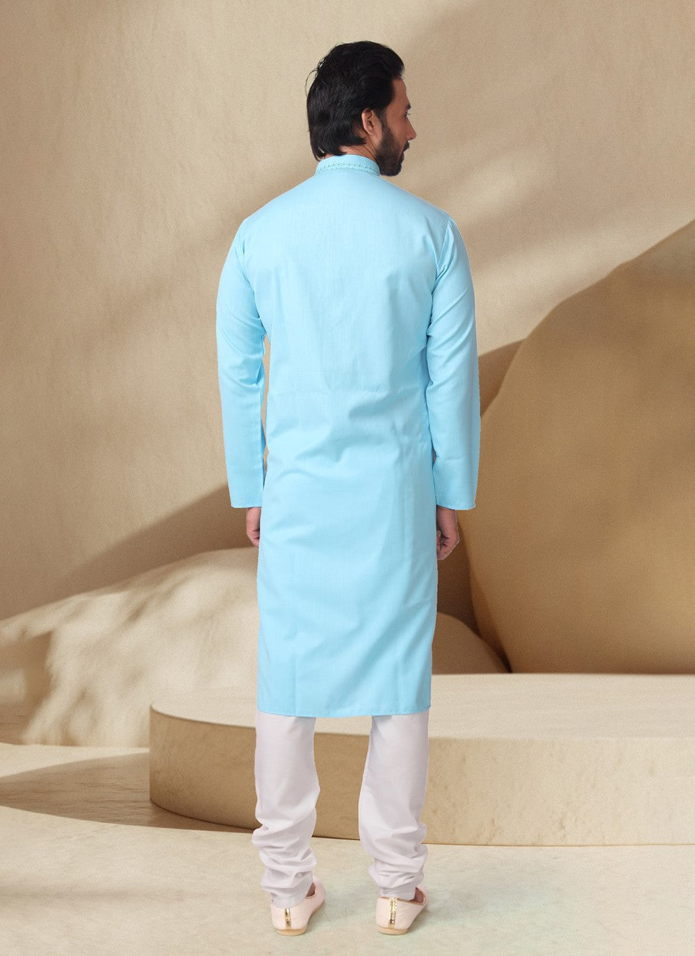 Embroidered Cotton , Rayon Turquoise Kurta Pyjama - M7000