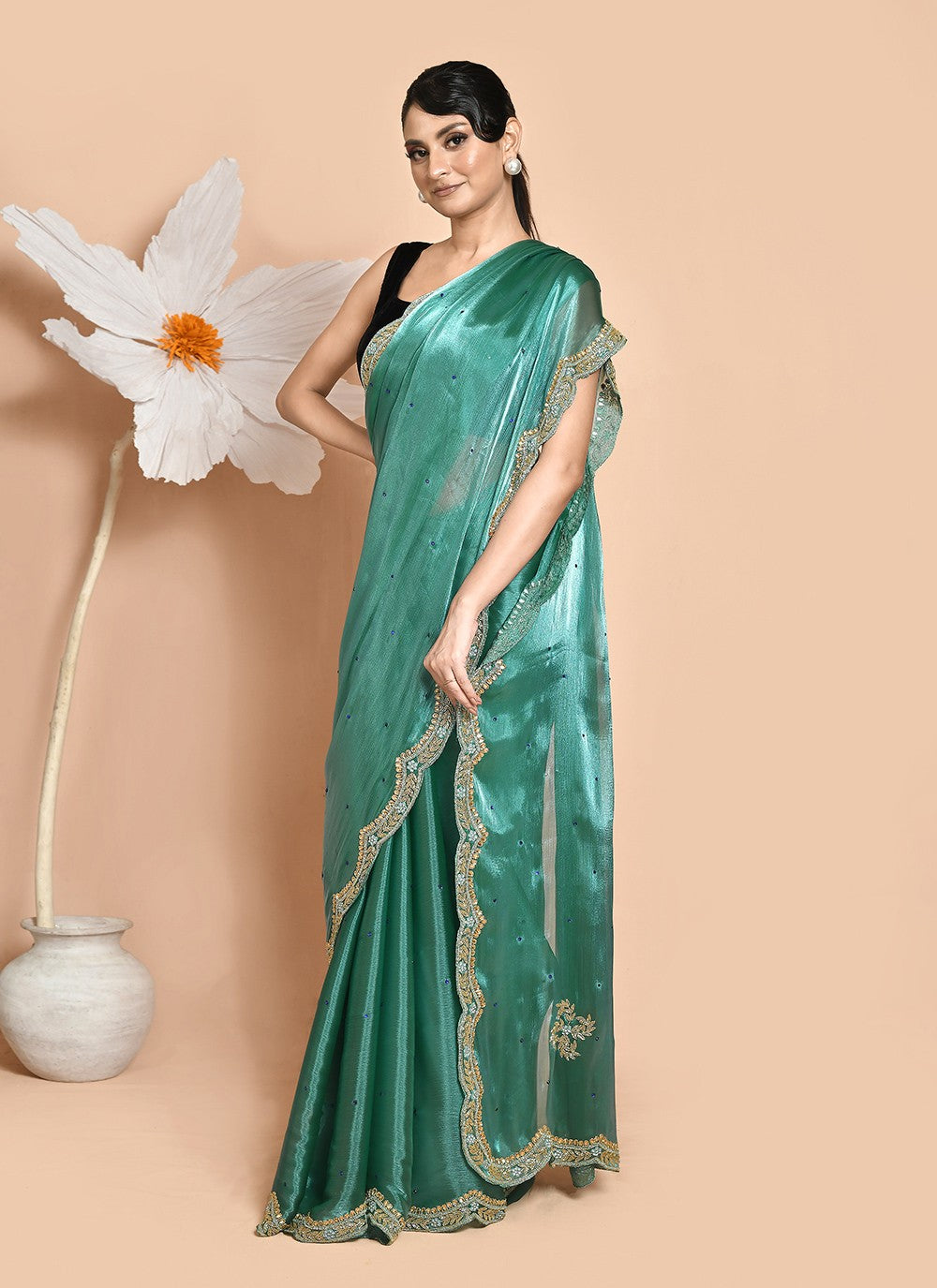 Classic Hand Embroidery Jimmy Chu Saree - S9269