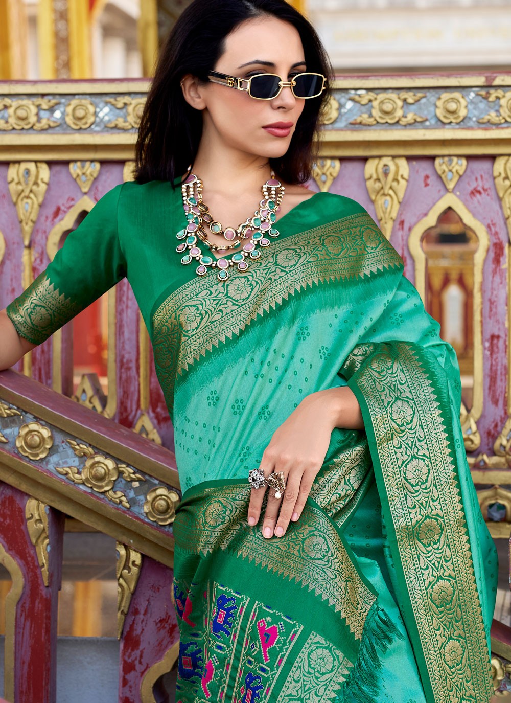 Patola Print, Weaving Zari, Zari Handloom Silk Saree - S12058