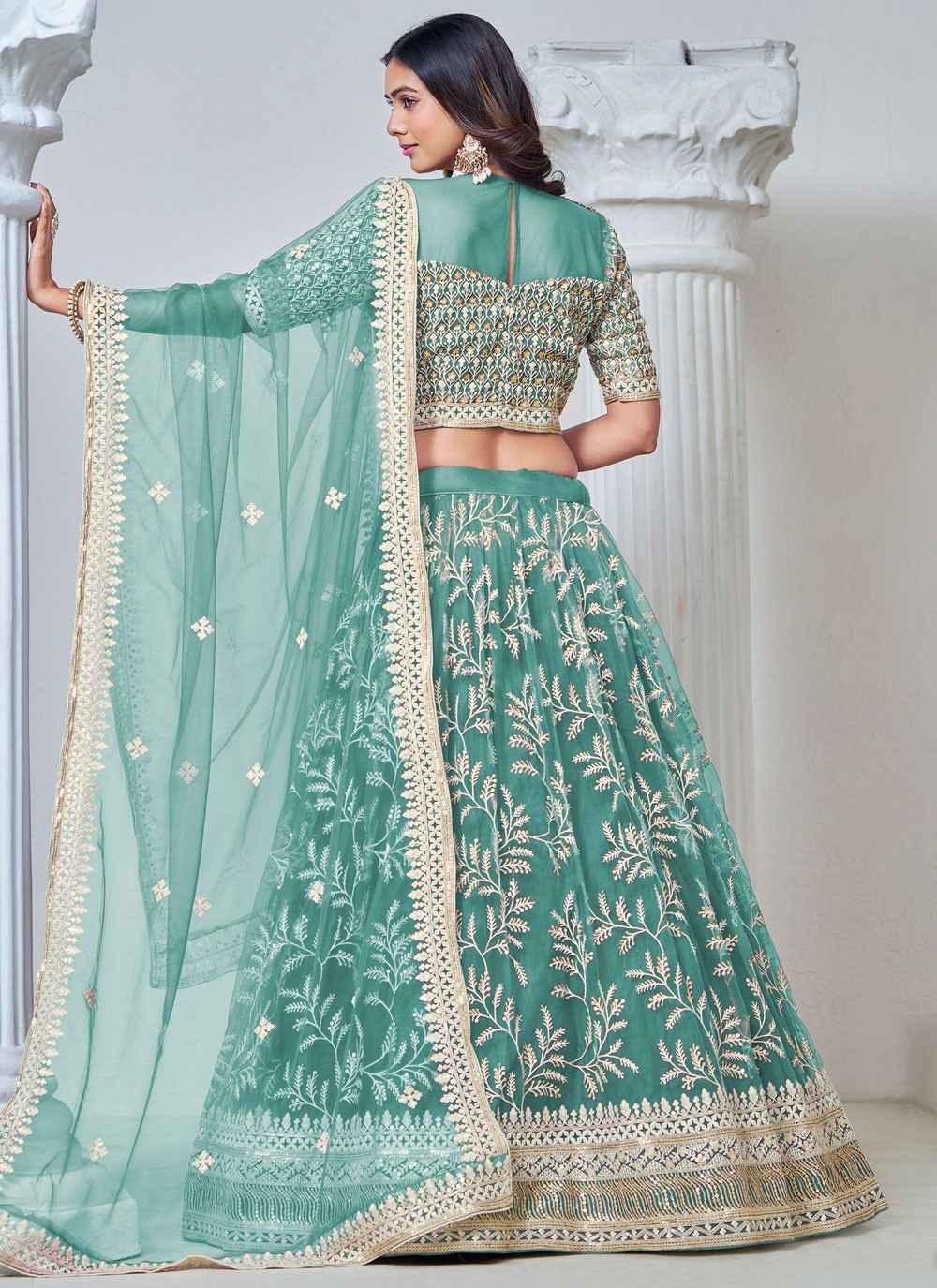 Embroidered Net Lehenga - L3031