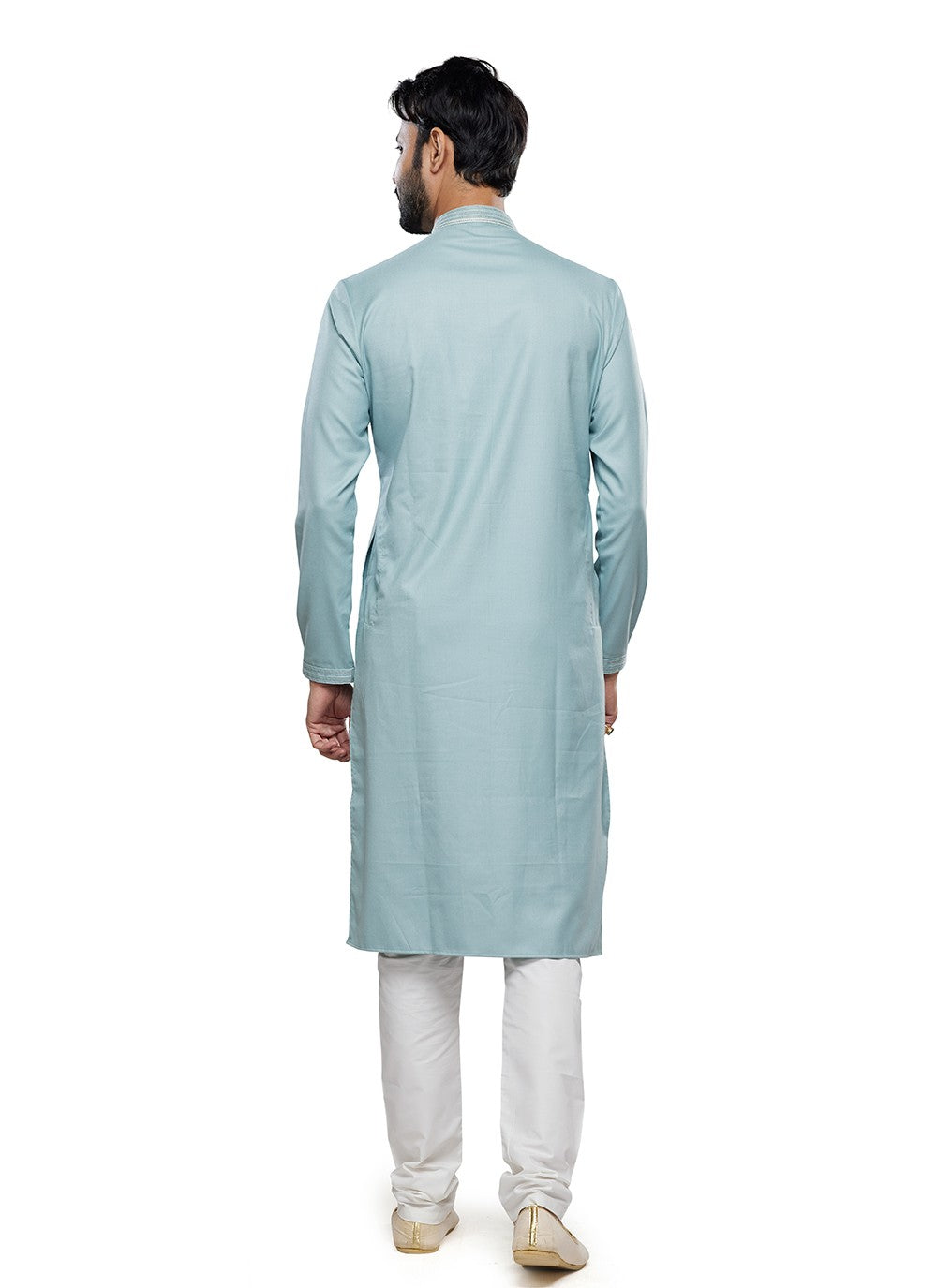 Plain Art Silk Turquoise Kurta Pyjama - M6752