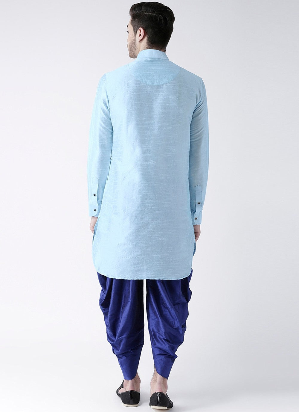 Plain Art Dupion Silk Turquoise Dhoti Kurta - M2489