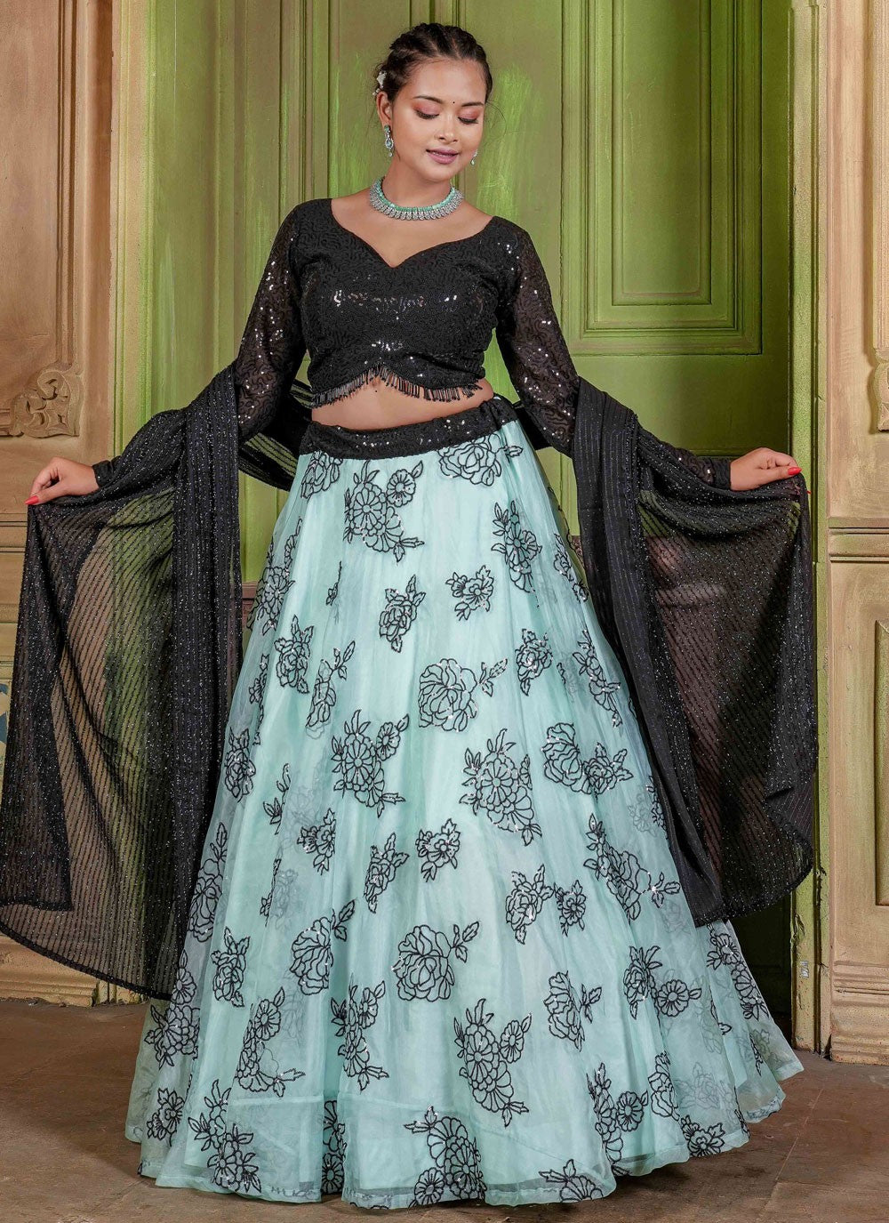 Embroidered Organza Readymade Lehenga Choli - L1299