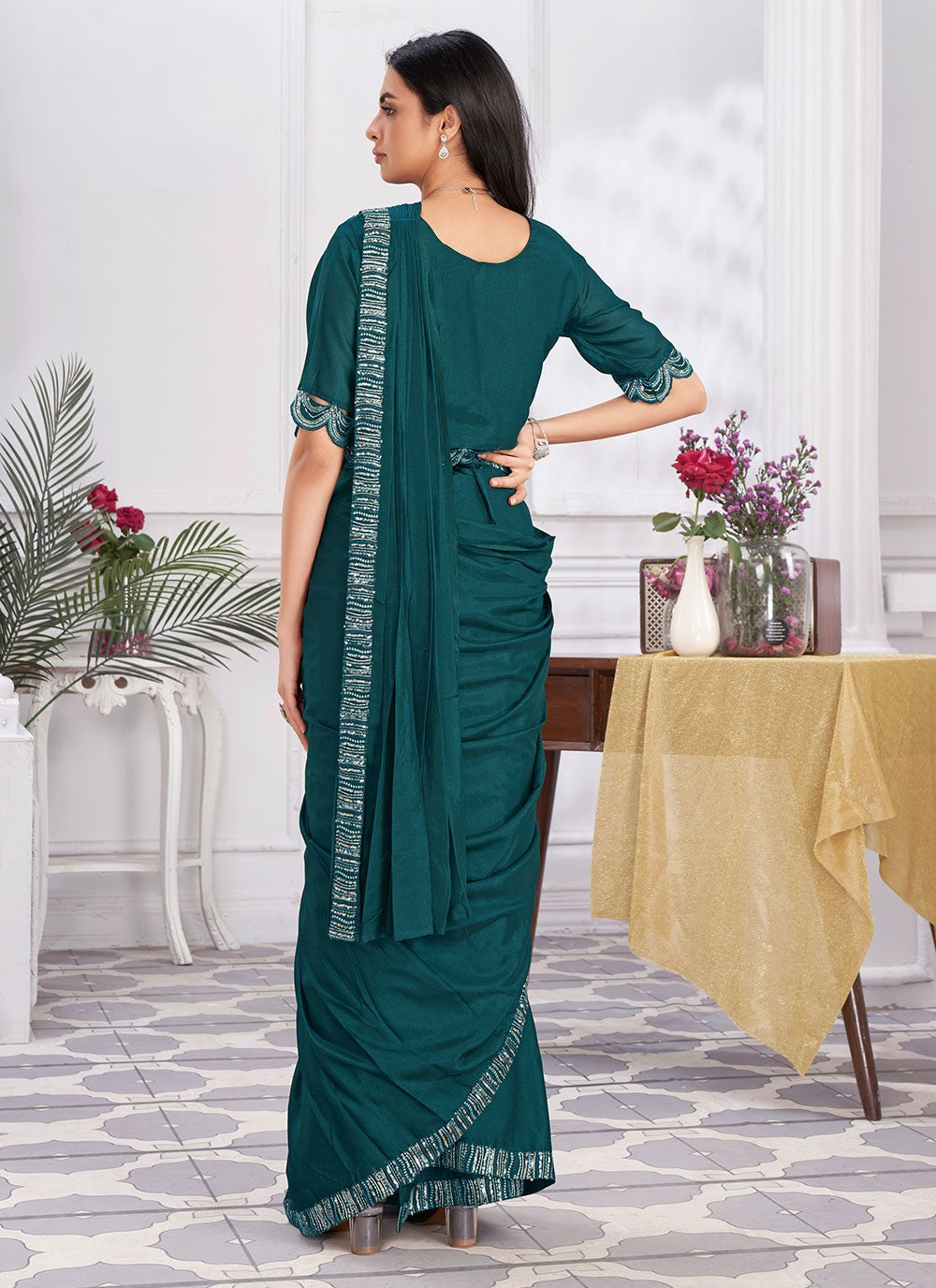 Classic Embroidered Georgette Saree - S6628