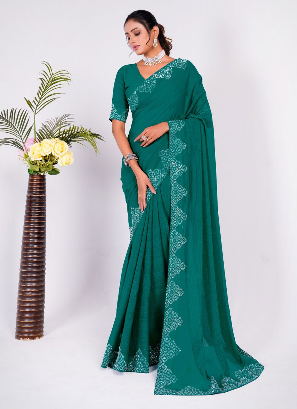 Classic Embroidered Silk Saree - S5636