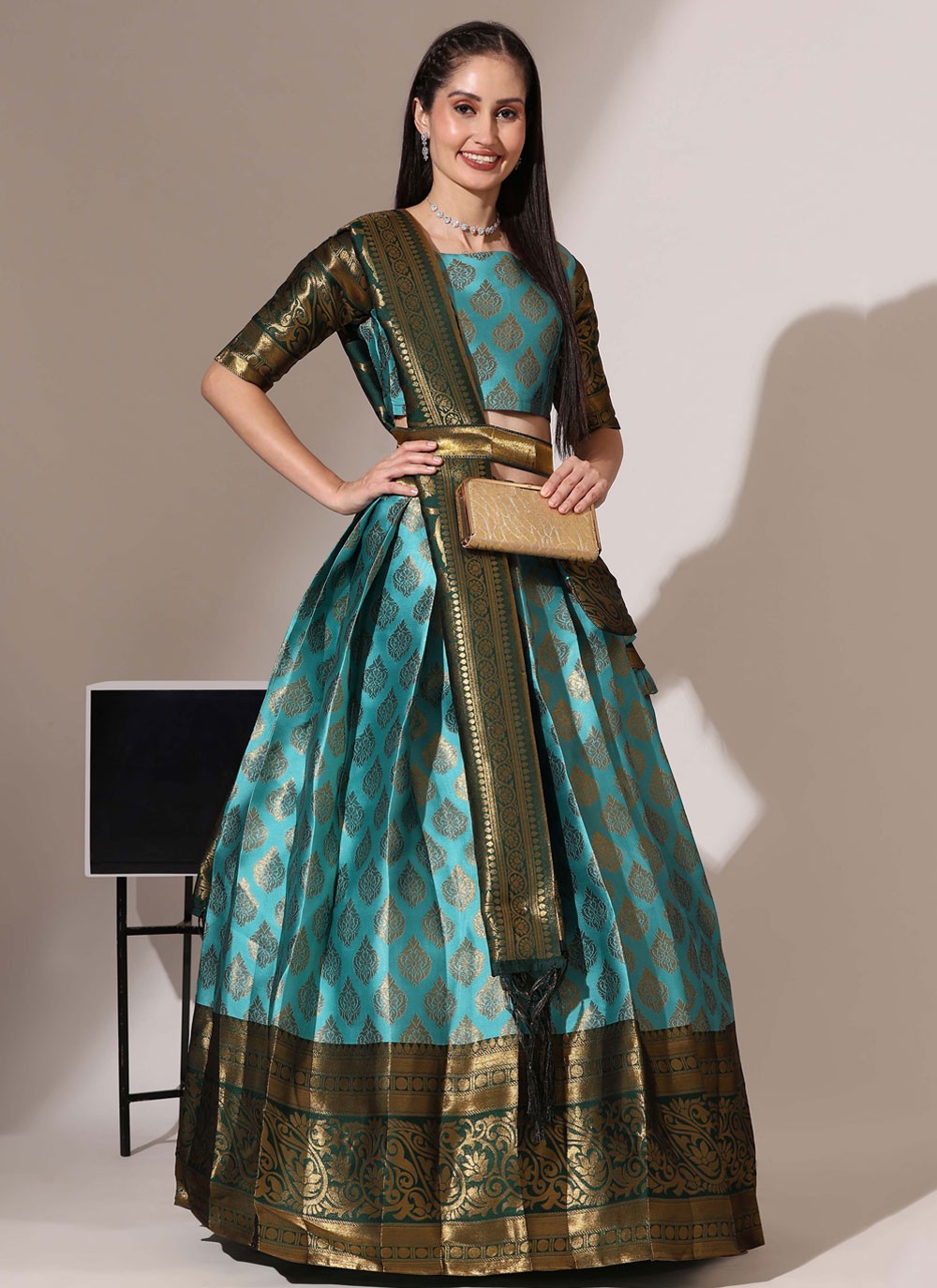 Woven Silk A - Line Lehenga - L2487