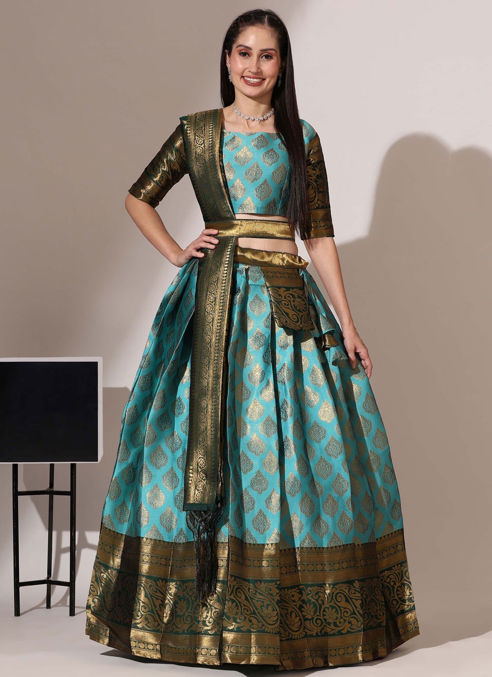 Woven Silk A - Line Lehenga - L2487