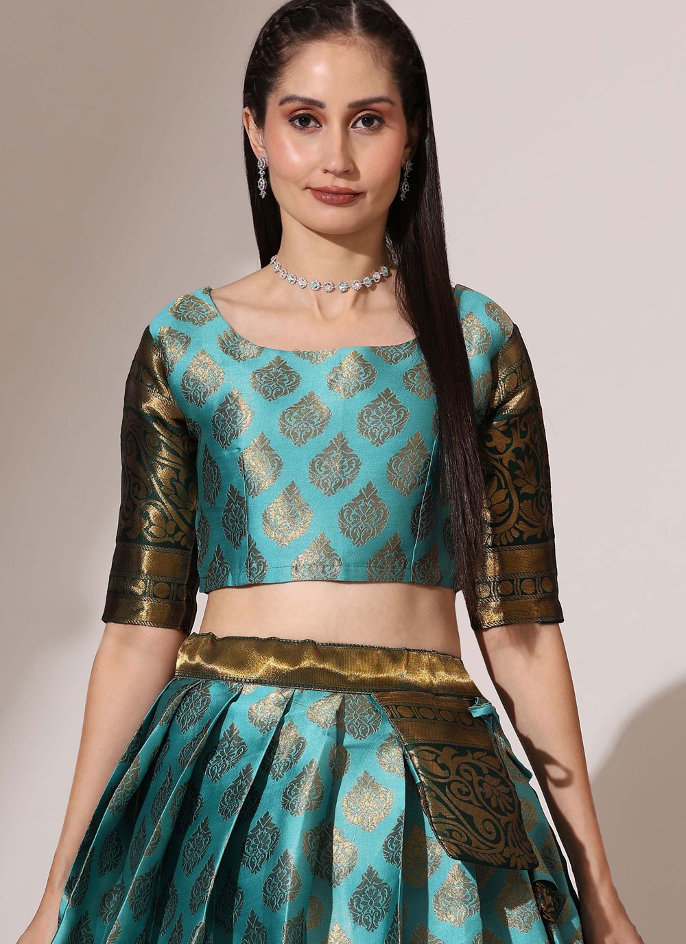 Woven Silk A - Line Lehenga - L2487