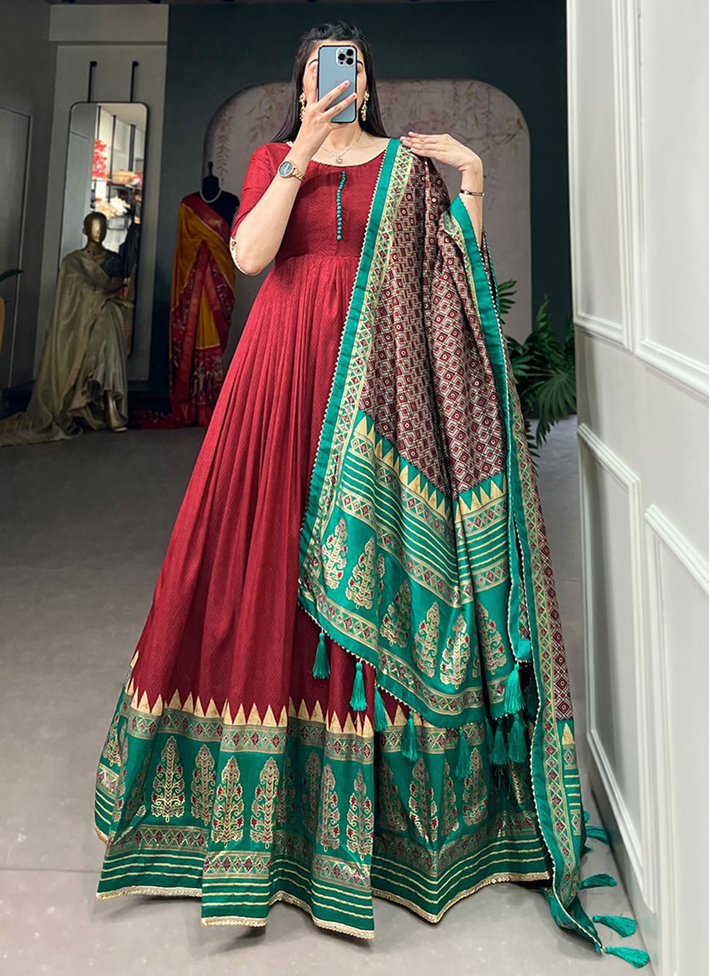 Tussar Silk Gown - G1733