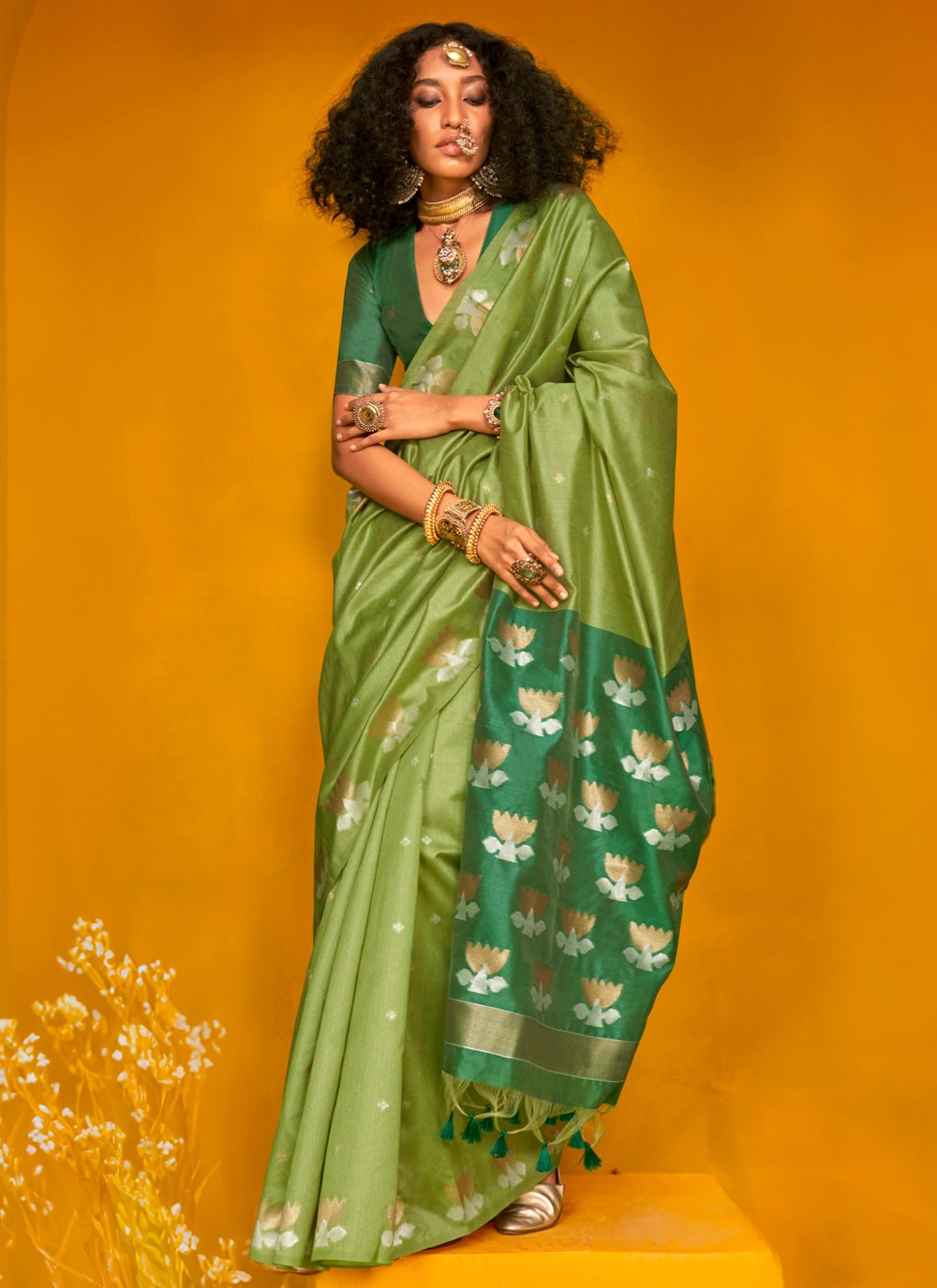 Weaving Zari Tussar Silk Saree - S12213