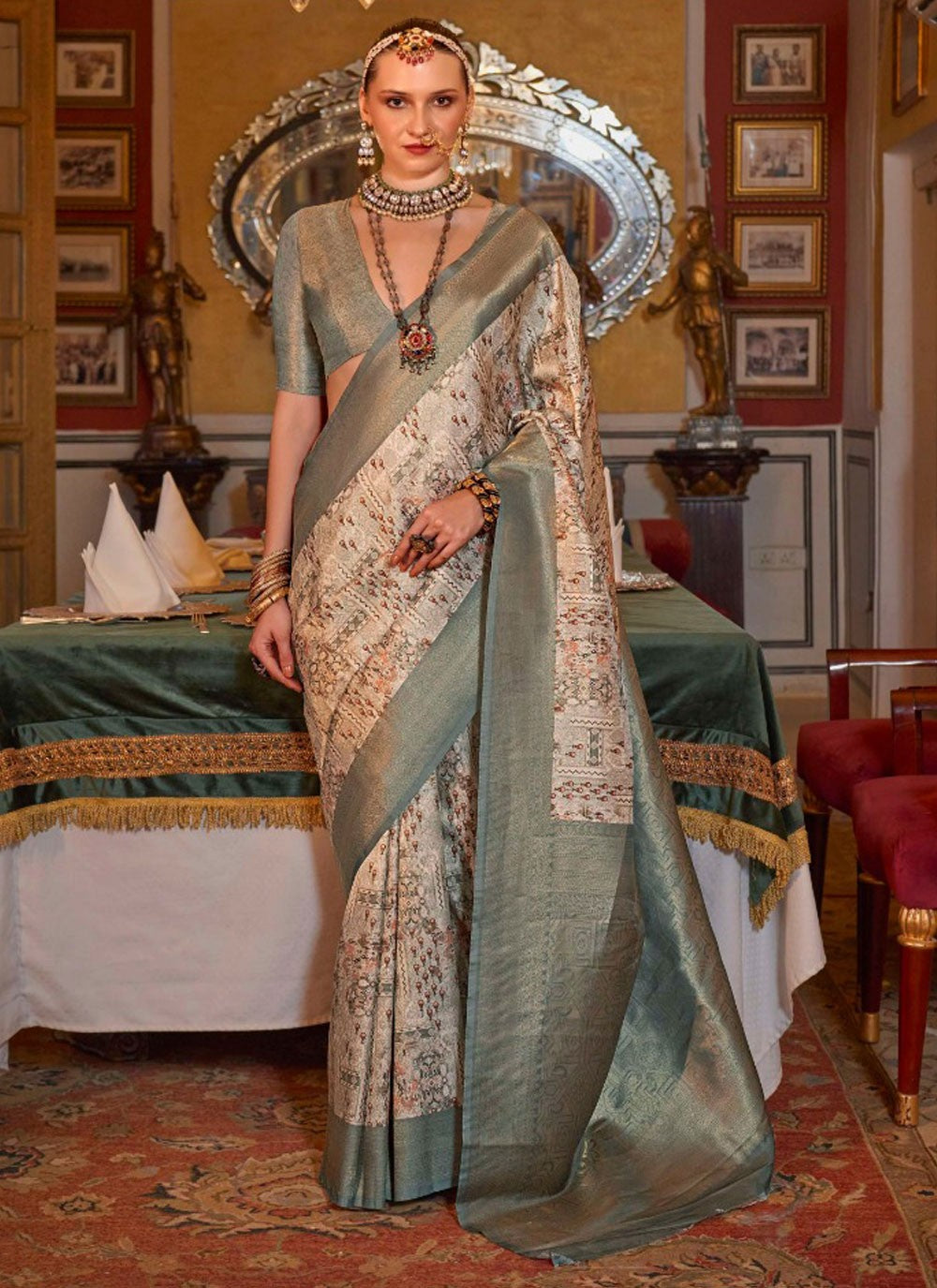 Classic Border Work Tussar Silk Saree - S9578