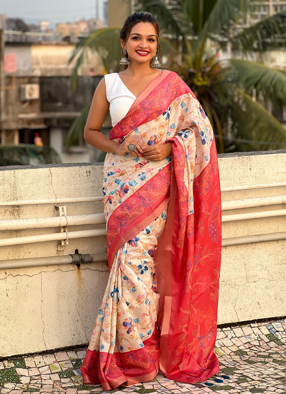 Classic Printed Tussar Silk Saree - S9599