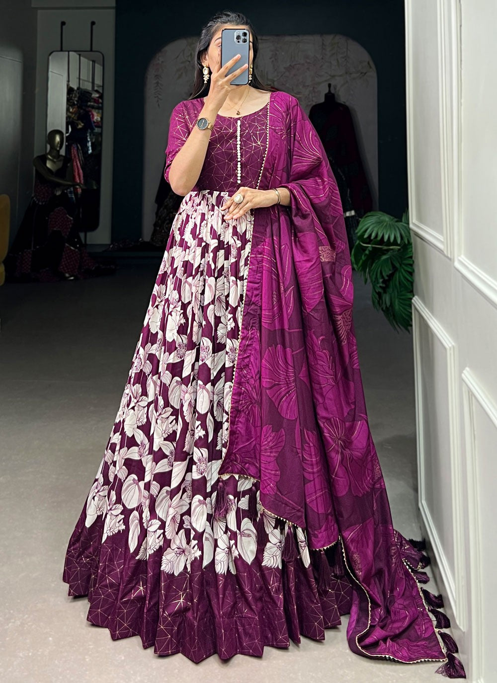 Tussar Silk Gown - G1729