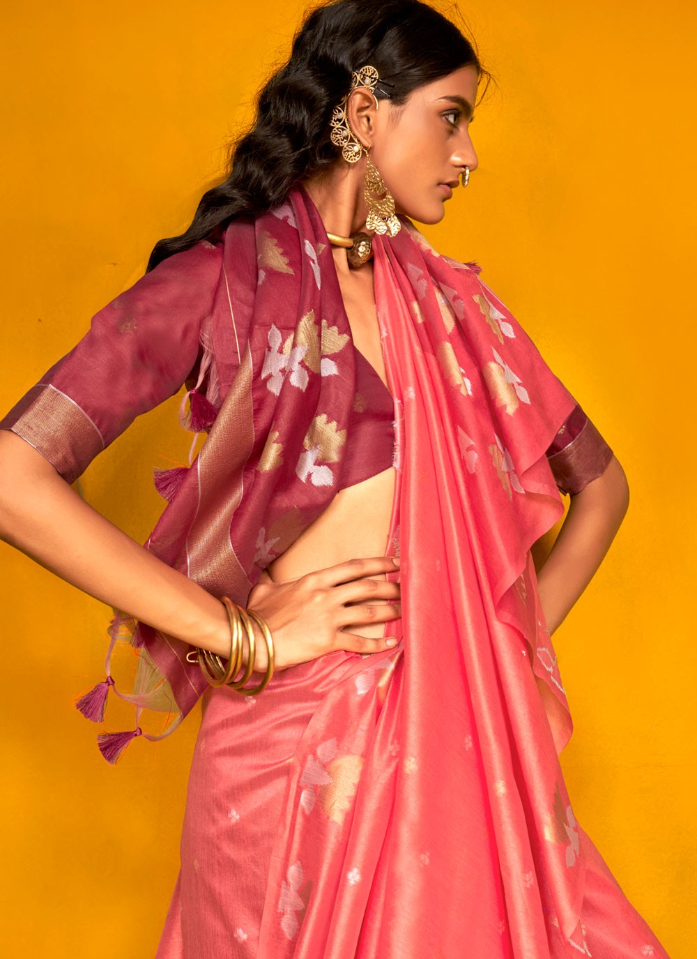 Weaving Zari Tussar Silk Saree - S12213