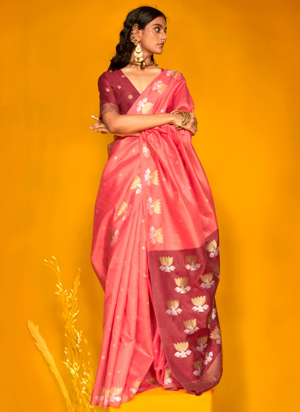 Weaving Zari Tussar Silk Saree - S12213