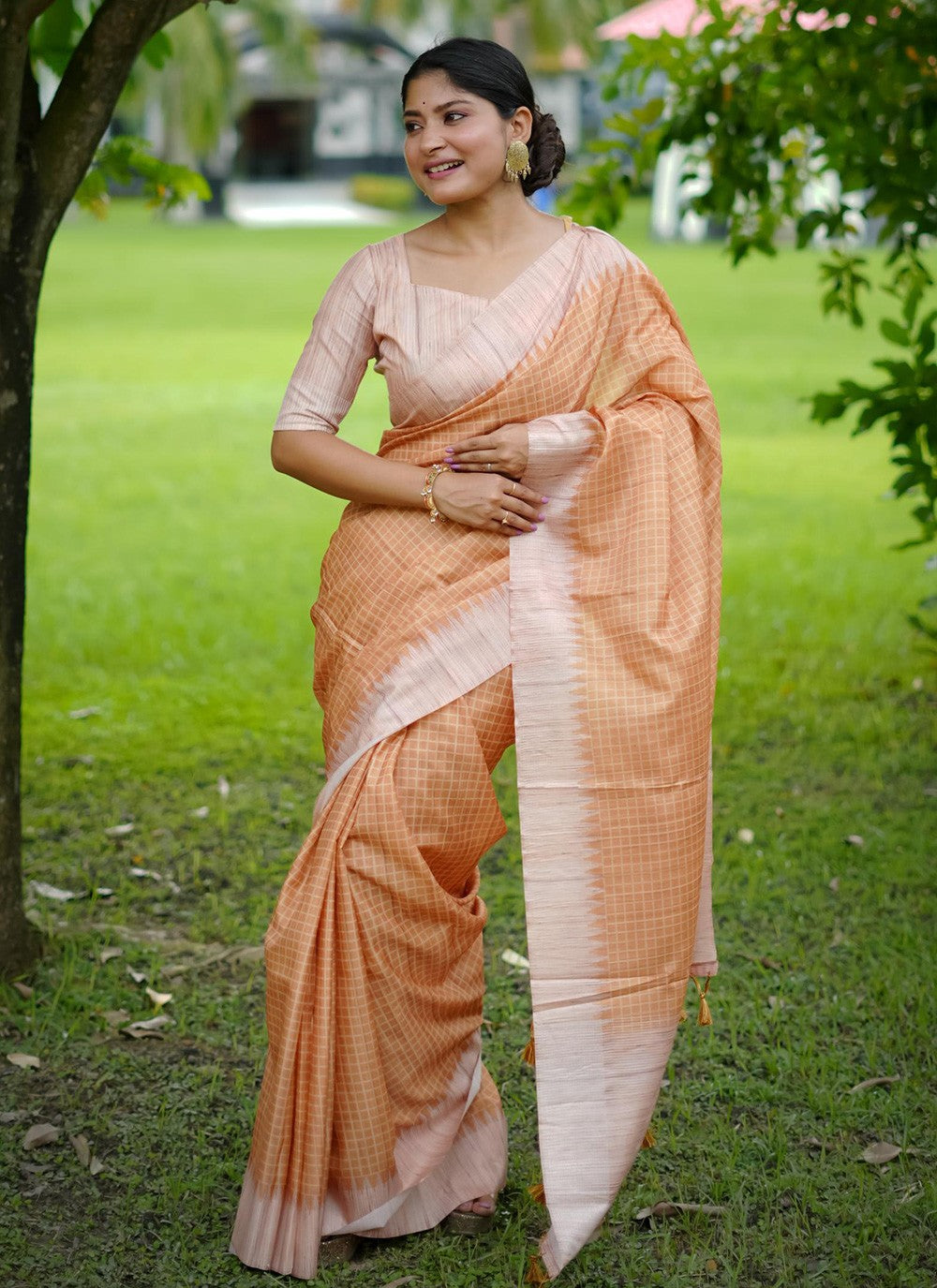 Contemporary Printed Tussar Silk Purple Saree - S10907