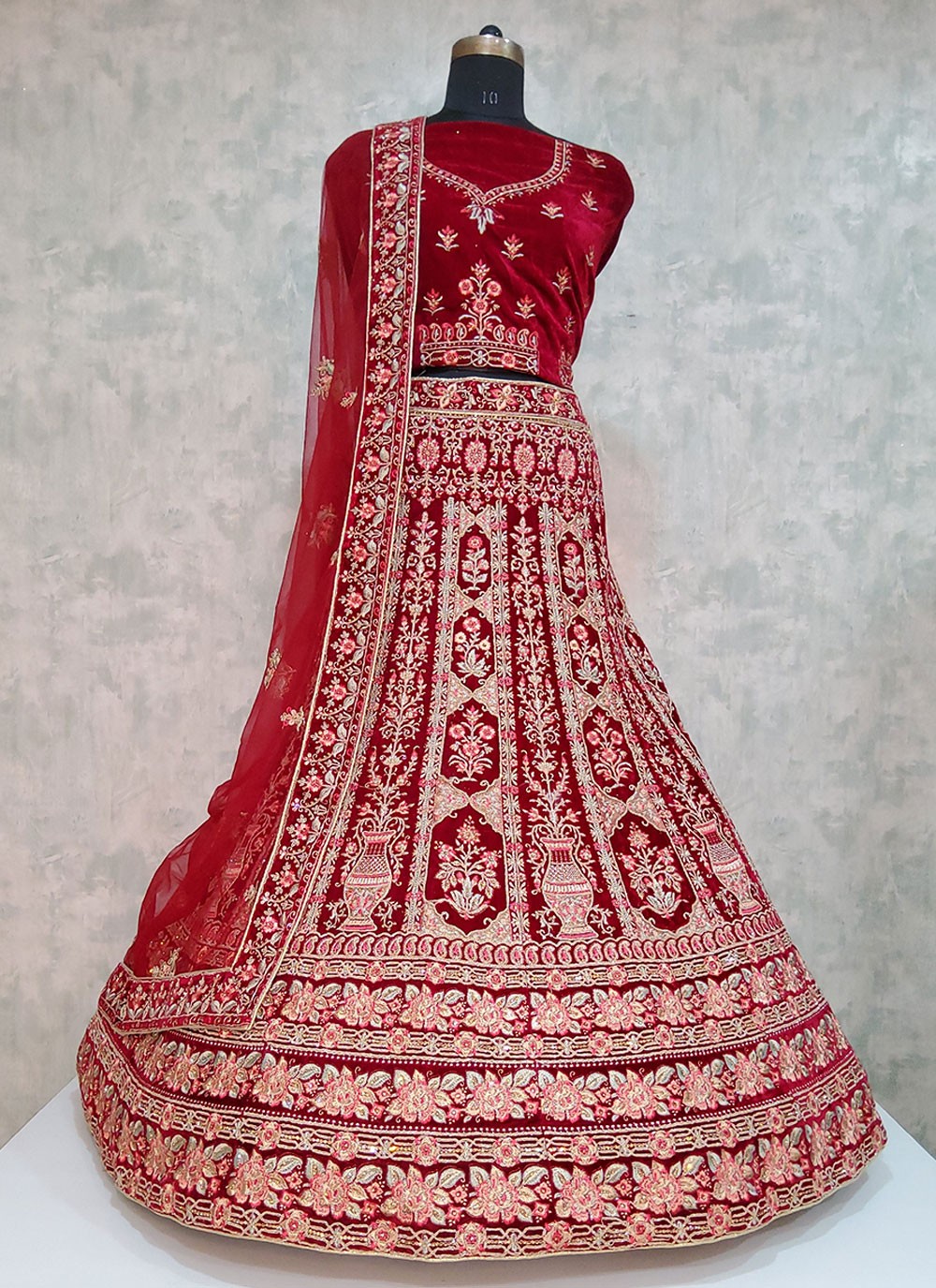 Embroidered Velvet A - Line Lehenga - L1919