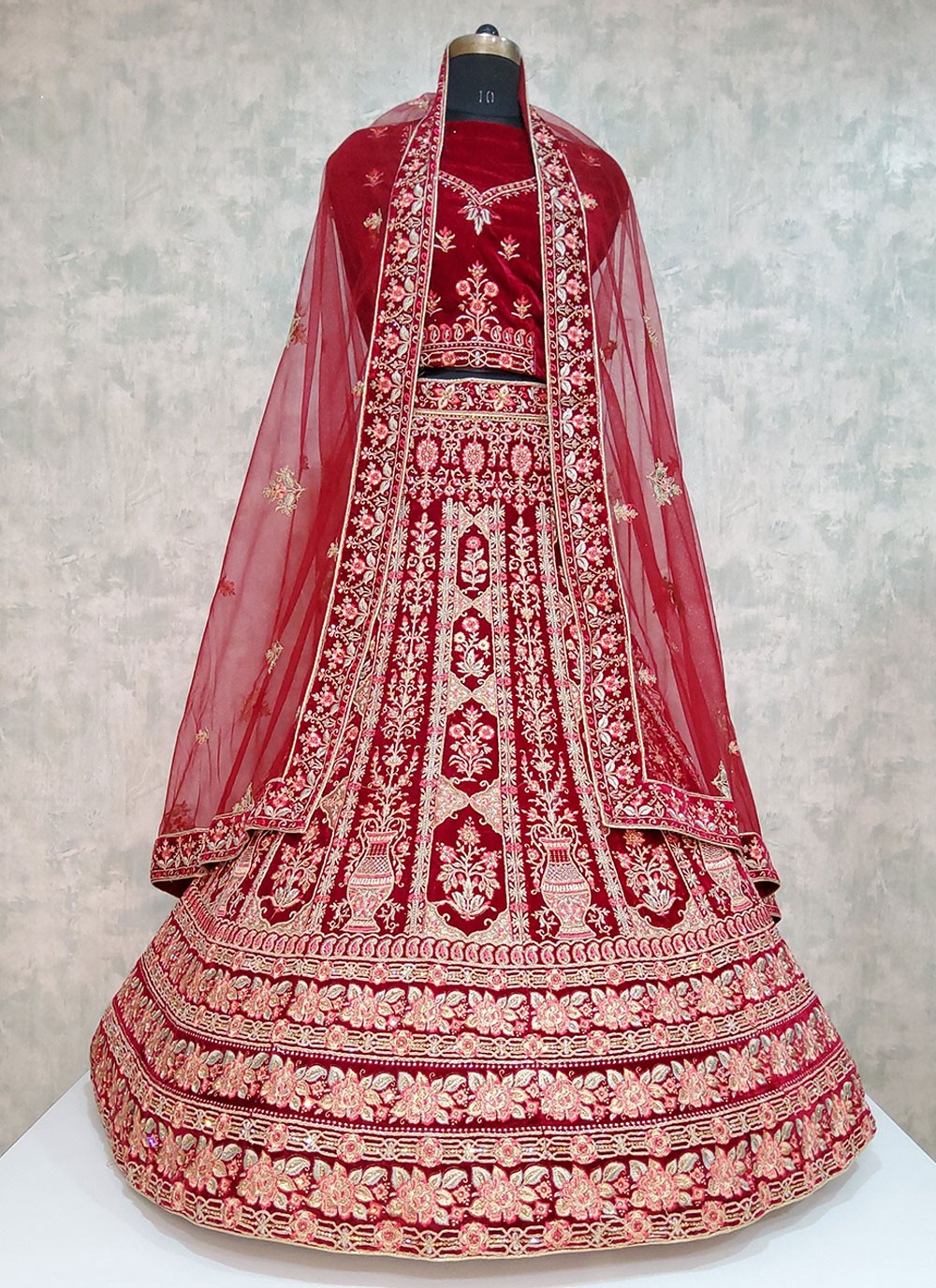 Embroidered Velvet A - Line Lehenga - L1919