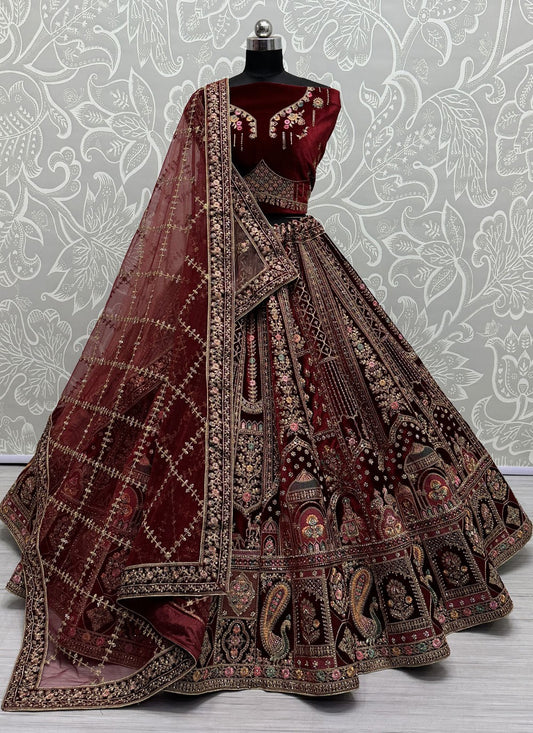 Diamond Velvet A - Line Lehenga - L2428