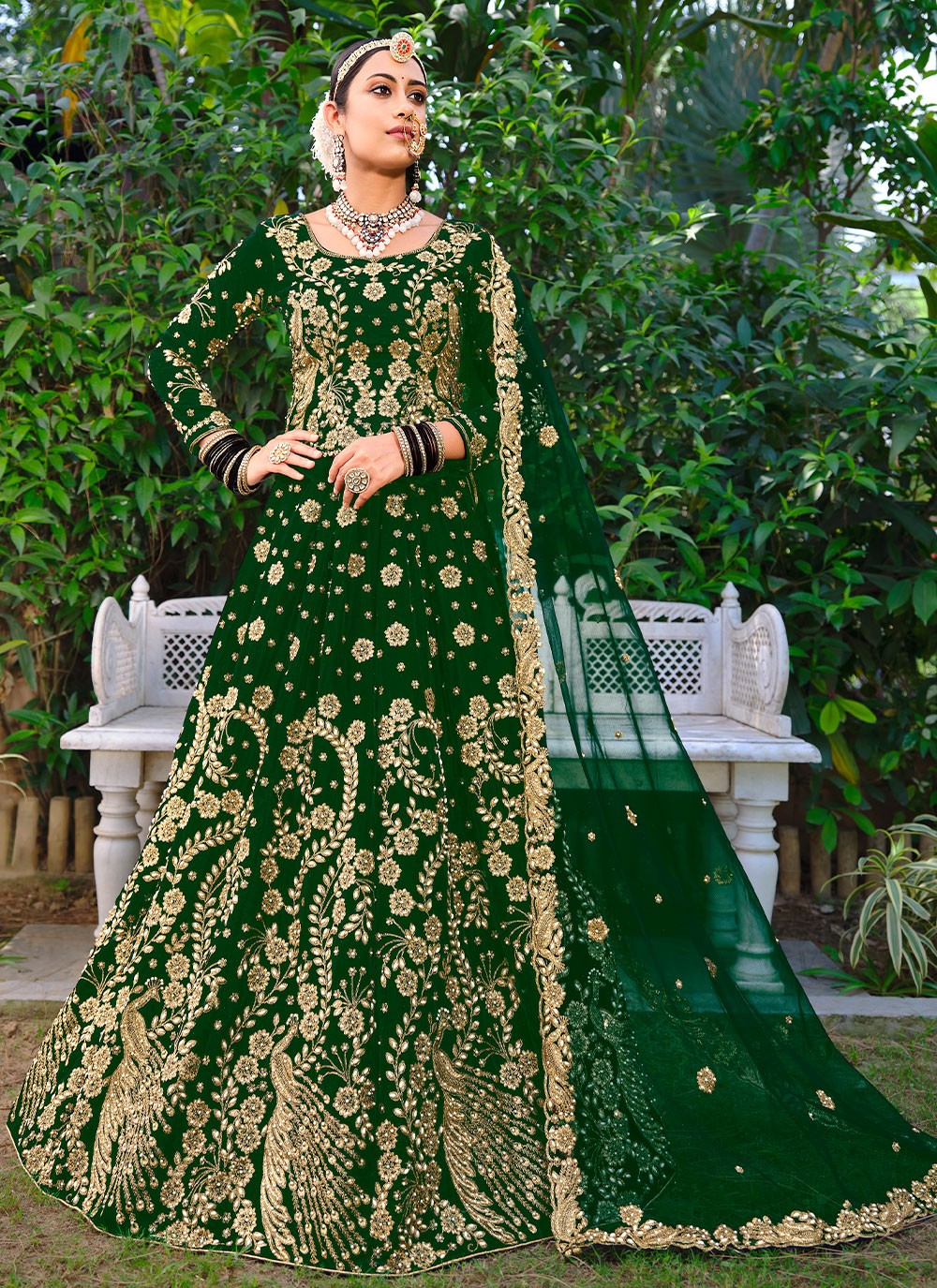 Dori Work Velvet A - Line Lehenga - L0886