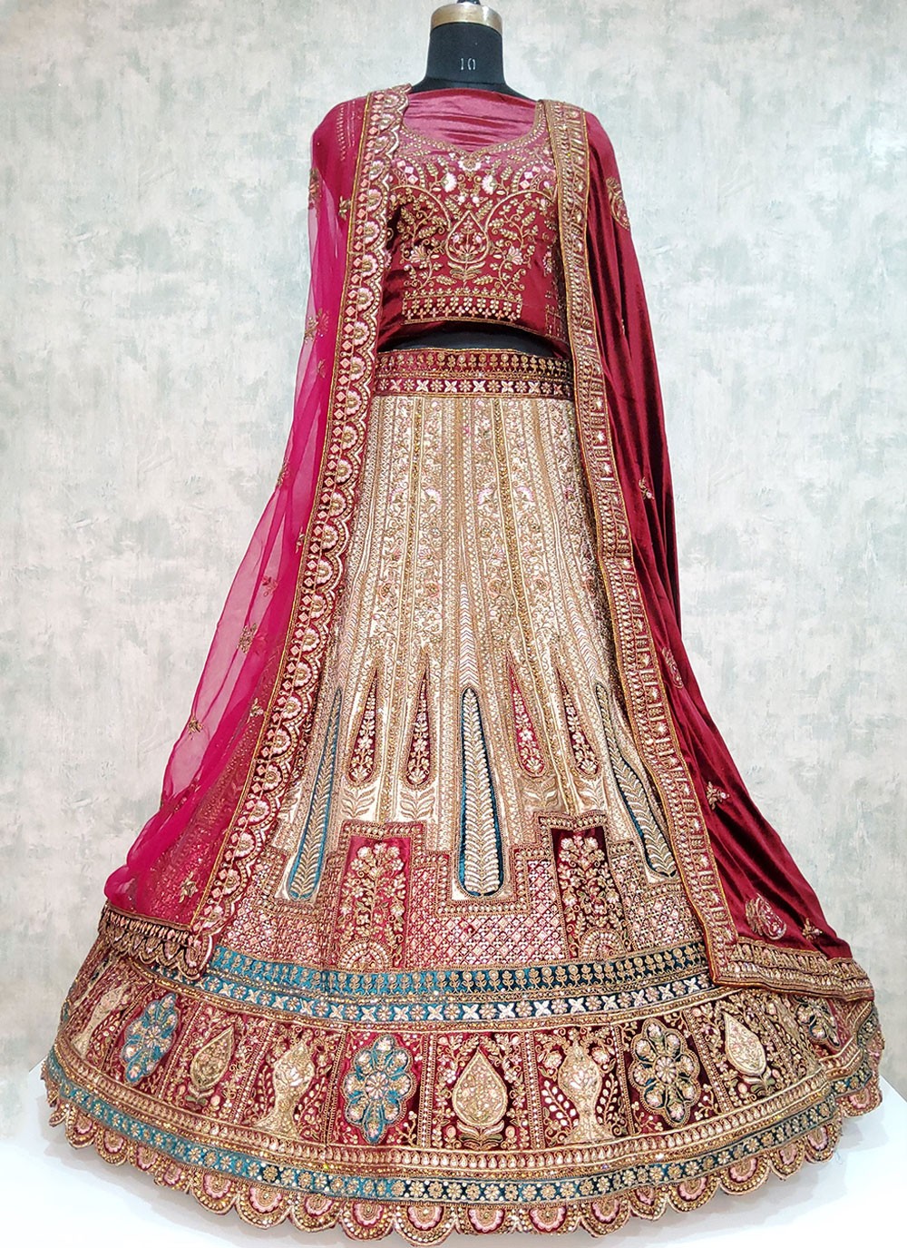 Embroidered Velvet A - Line Lehenga - L1974