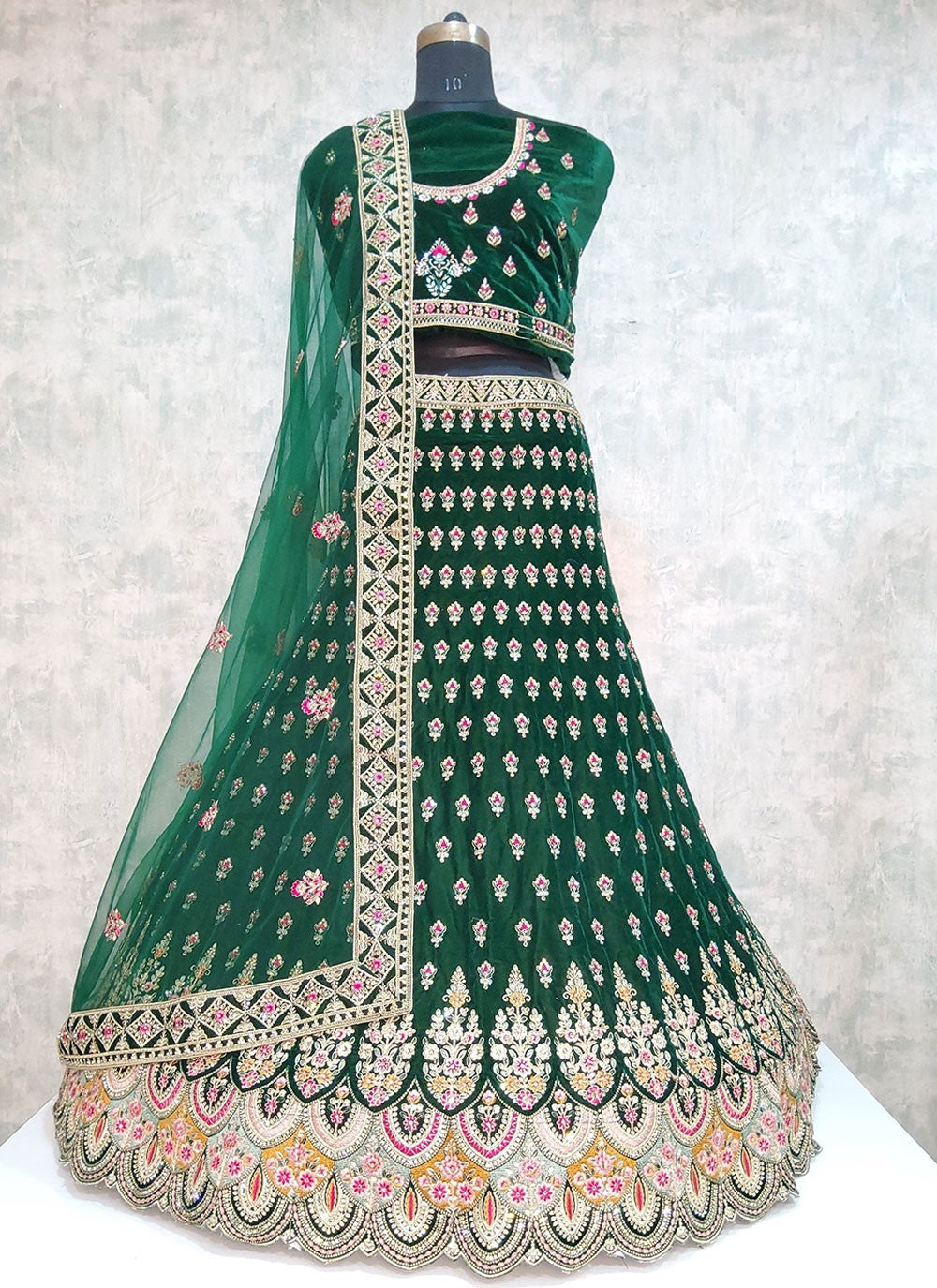 Embroidered Velvet A - Line Lehenga - L1919