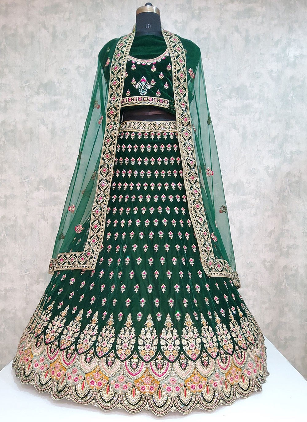 Embroidered Velvet A - Line Lehenga - L1919