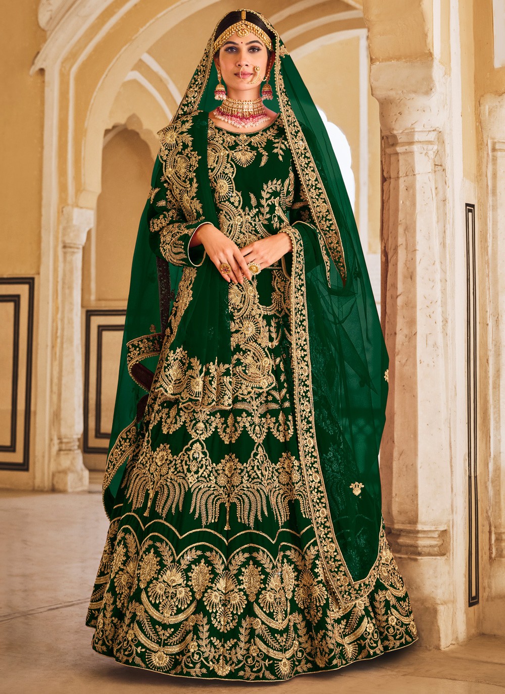 Dori Work Velvet A - Line Lehenga - L1184