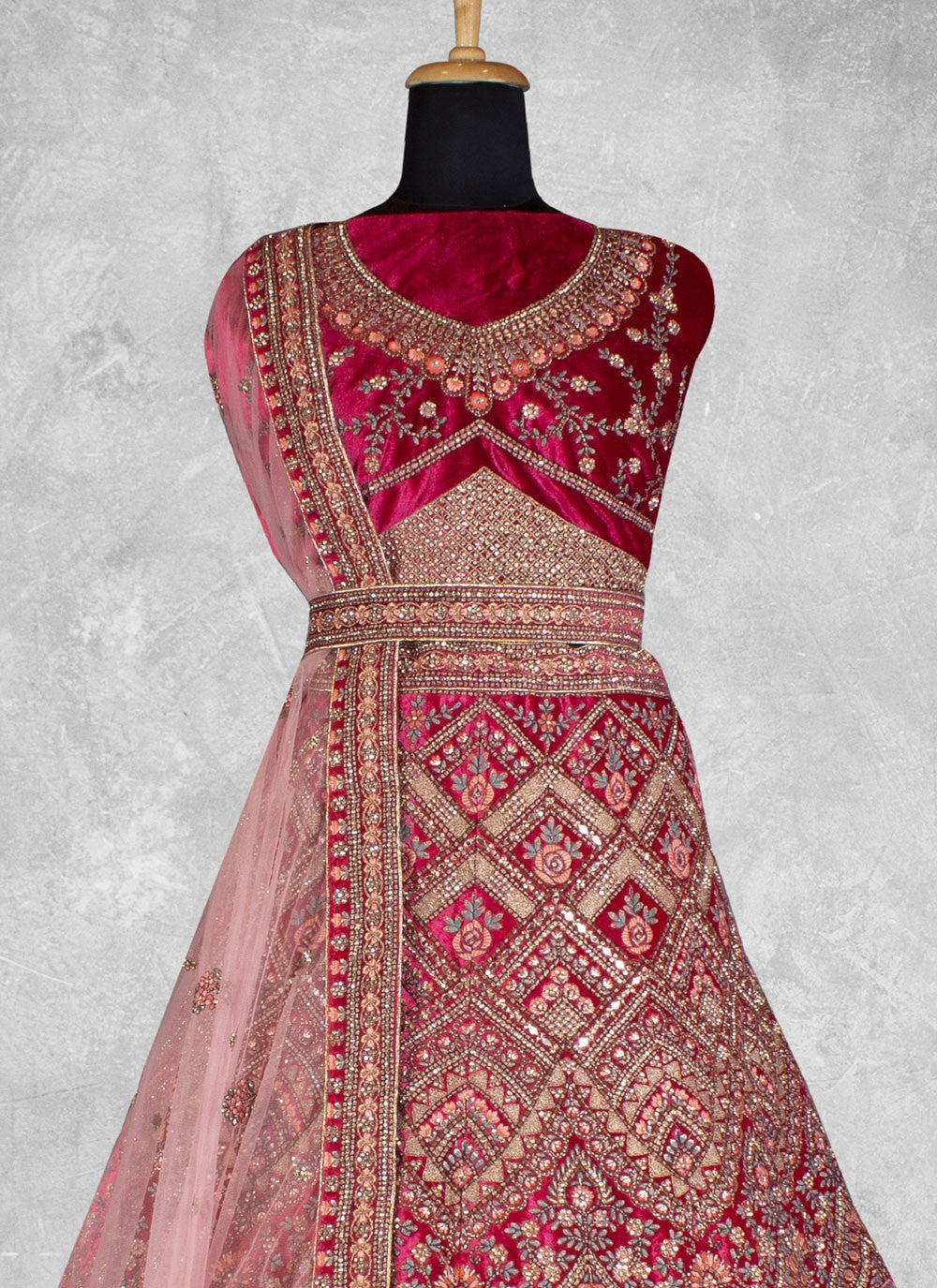 Embroidered Velvet Lehenga - L3067